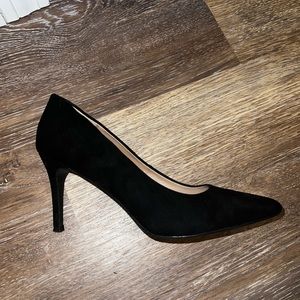 Black suede stilettos